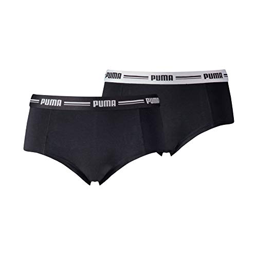 PUMA Damen Hipster Panties Iconic Women's Mini Short (2 Pack), Schwarz, S von PUMA