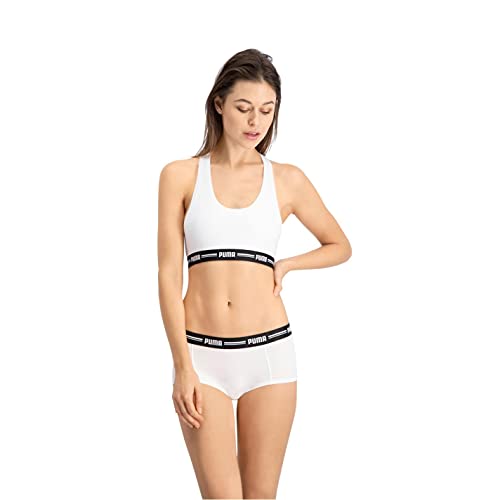 PUMA Damen Puma Iconic Women's Mini Short (2 Pack) Hipster Panties, White White, L EU von PUMA