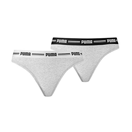 PUMA Damen Puma Iconic Women's String - (2 Pack) Thong Panties, Grey / Grey, XL EU von PUMA