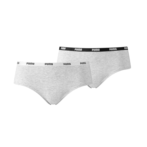 PUMA Damen Puma Iconic Women's Underwear (2 Pack) Hipster Panties, Grey / Grey, XS EU von PUMA