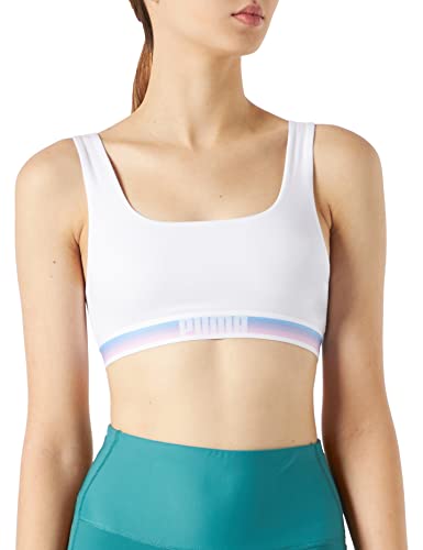 PUMA Womens Luminous Scoop Neck Top BH, Blickdicht, White Combo, Medium von PUMA