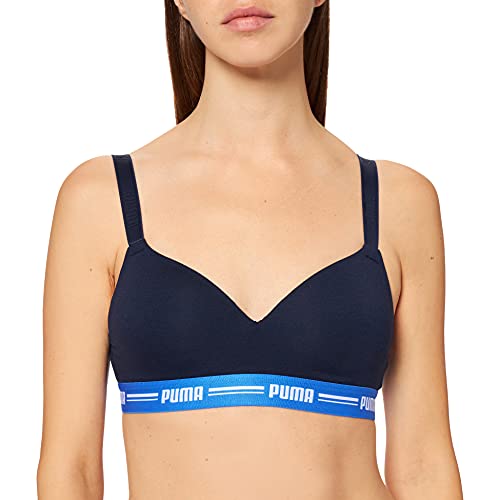 PUMA Damen Padded Top Bra, Blau, L EU von PUMA