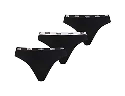 PUMA Damen String Thong Höschen, 3er Pack,Schwarz, L von PUMA