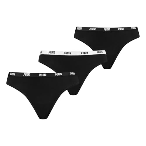 PUMA Damen String Thong Höschen, 3er Pack, Schwarz, S von PUMA