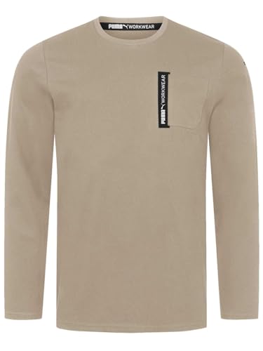 PUMA Workwear Advanced Kollektion - Longsleeve Herren Pullover - Brusttasche und Utility Fach an der Schulter, Strapazierfähiges und atmungsaktives Gewebe - Für Handwerk und Logistik - Braun - M von PUMA