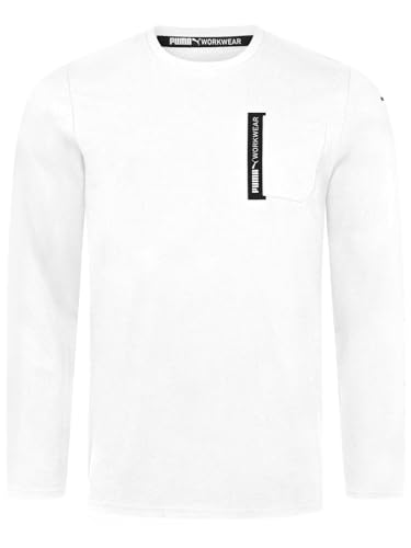 PUMA Workwear Advanced Kollektion - Longsleeve Herren Pullover - Brusttasche und Utility Fach an der Schulter, Strapazierfähiges und atmungsaktives Gewebe - Für Handwerk und Logistik - Weiß - L von PUMA
