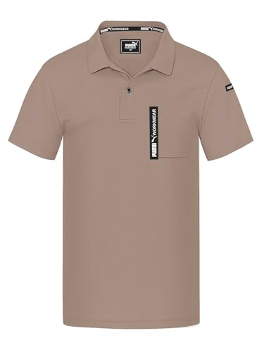 PUMA Workwear Advanced – Poloshirt Herren Kurzarm – Arbeitsshirt mit Brusttasche und Utility Fach an der Schulter – Strapazierfähiges, atmungsaktives und schnelltrocknendes Gewebe – Braun - 4XL von PUMA