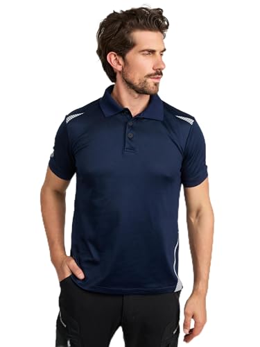 PUMA Workwear – Premium Poloshirt Herren – Funktionsshirt mit Reflektoren – Arbeitsshirt für Handwerk, BAU, Werkstatt & Industrie – atmungsaktives Gewebe – bequem & elastisch – Marine – 3XL von PUMA