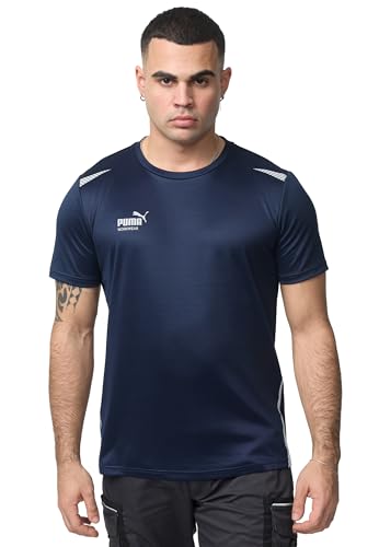 PUMA Workwear Essentials - Premium Arbeitsshirt für Herren, T-Shirt aus robustem Gewebe und Reflektoren - für Handwerk, Bauarbeit und Landwirtschaft, Farbe: Marine, Größe: L von PUMA