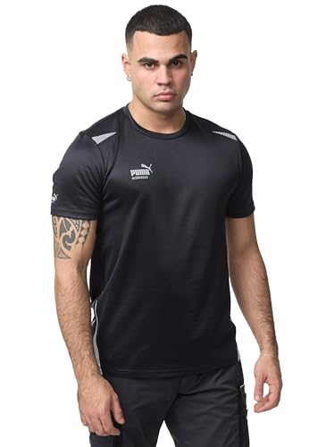 PUMA Workwear Essentials - Premium Arbeitsshirt für Herren, T-Shirt aus robustem Gewebe und Reflektoren - für Handwerk, Bauarbeit und Landwirtschaft, Farbe: Schwarz, Größe: XL von PUMA