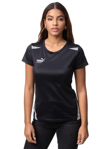 PUMA Workwear Essentials - Premium Arbeitsshirt für Damen – Funktionsshirt mit Reflektoren – Arbeit T-Shirt Frauen für BAU, Produktion, Handwerk – atmungsaktives Gewebe – Schwarz – M von PUMA