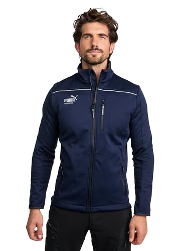 PUMA Workwear Essentials - Premium Softshelljacke für Herren, Arbeitsjacke aus Drei-Lagen-Softshellgewebe - für Handwerk, Bauarbeit und Landwirtschaft, Farbe: Marine, Größe: 3XL von PUMA