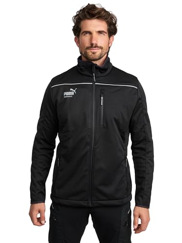 PUMA Workwear Essentials - Premium Softshelljacke für Herren, Arbeitsjacke aus Drei-Lagen-Softshellgewebe - für Handwerk, Bauarbeit und Landwirtschaft, Farbe: Schwarz, Größe: 3XL von PUMA