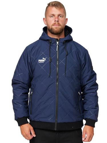 PUMA Workwear Essentials - Premium Winterjacke für Herren mit Kapuze und Steppmuster - für Handwerk, Produktion und Baugewerbe - Marine - Gr. 4XL von PUMA