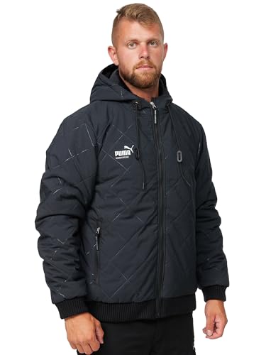 PUMA Workwear Essentials - Premium Winterjacke für Herren mit Kapuze und Steppmuster - für Handwerk, Produktion und Baugewerbe - Schwarz - Gr. L von PUMA