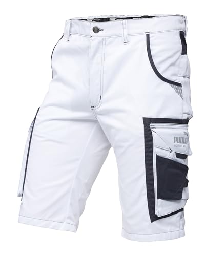 PUMA Workwear Precision X Arbeitsshorts - Kurze Arbeitshose Herren - Robustes, Flexibles Material - Viele Taschen und Reflektoren - Bequeme Passform für Handwerk Gewerbe - Weiß/Anthrazit - Gr. 48 PUMA Workwear Precision X Arbeitsshorts - Kurze Arbeitshose Herren - Robustes, Flexibles Material - Viele Taschen und Reflektoren - Bequeme Passform für Handwerk Gewerbe - Weiß/Anthrazit - Gr. 48 von PUMA