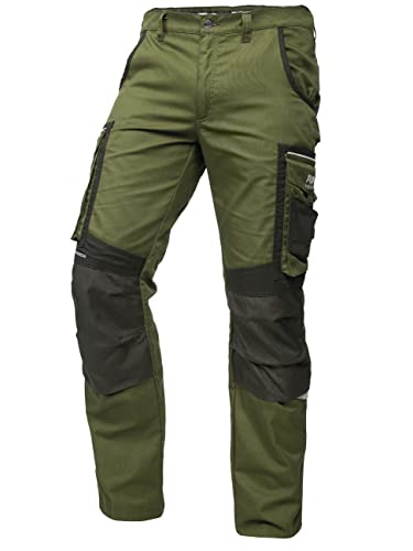 PUMA Workwear Precision X - Premium Arbeitshose für Damen, Funktionshose mit vielen Taschen, verstärkten Kniepartien und Stretch - für Handwerk, Produktion und Baugewerbe - Grün/Schwarz - 54 von PUMA