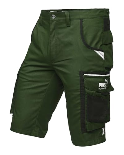 PUMA Workwear Precision X - Kurze Arbeitshose Herren - Robuste & Flexible Arbeitsshorts - Viele Taschen und Bequeme Passform - Ideal für Handwerk Heimwerk und Baugewerbe - Dunkelgrün, Gr.: 52 PUMA Workwear Precision X - Kurze Arbeitshose Herren - Robuste & Flexible Arbeitsshorts - Viele Taschen und Bequeme Passform - Ideal für Handwerk Heimwerk und Baugewerbe - Dunkelgrün, Gr.: 52 von PUMA