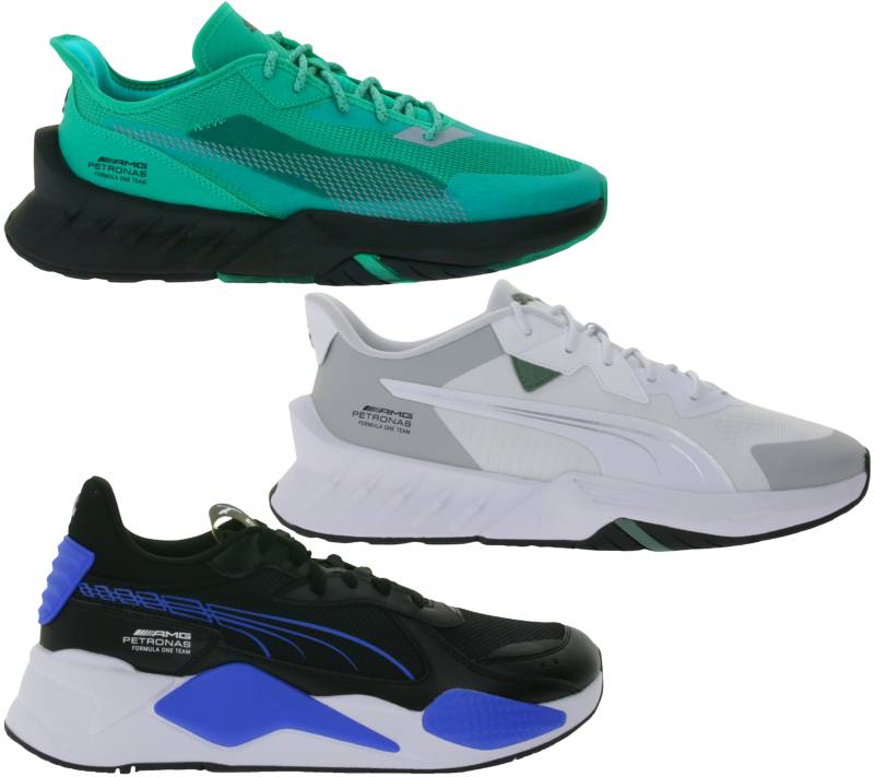 PUMA X Mercedes MAPF1 Marco SL MAPF1 RS-X F1 Petronas AMG F1 Herren Sneaker mit reflektierenden Formstrip Motorsport Schnür-Schuhe Grün, Weiß oder Schwarz von PUMA