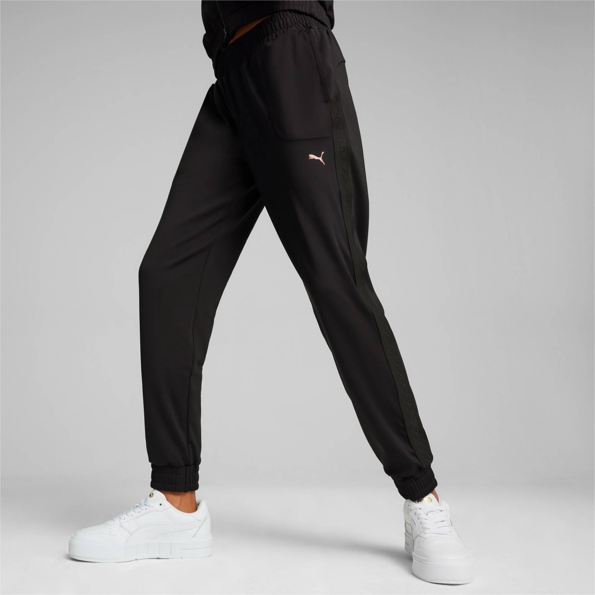 PUMA X PAMELA REIF Jogginghose mit schmal zulaufendem Bein Damen, Schwarz, Größe: L, Kleidung von PUMA