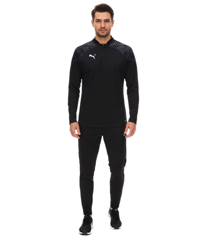 PUMA teamCup Herren Troyer-Pullover mit DryCell-Technologie Trainings-Shirt grafischem Design Sport-Shirt Fitness-Pullover Sport-Ausrüstung 657982 03 Schwarz von PUMA