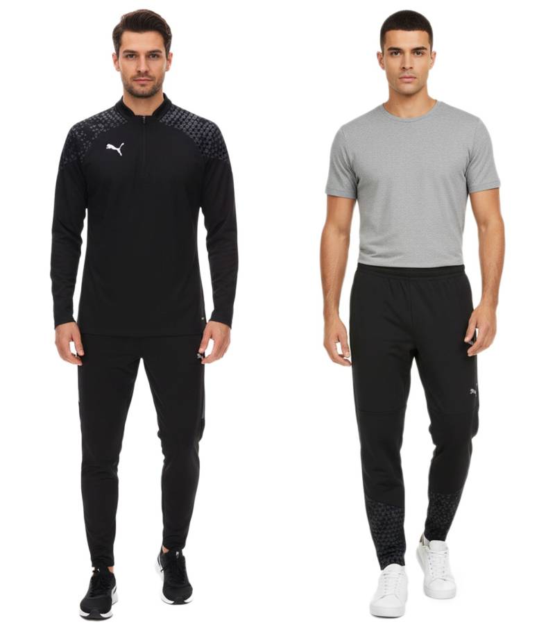 PUMA teamCup Herren Troyer-Pullover oder Jogging-Hose mit DryCell-Technologie Trainings-Shirt grafischem Design Sport-Hose Fitness-Pullover Sport-Ausrüstung Schwarz von PUMA