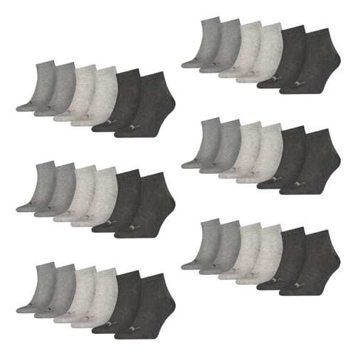 PUMA unisex Quarter Sportsocken Kurzsocken Socken 18 Paar, Farbe:Grau, Menge:18 Paar (6x 3er Pack), Größe:43-46, Artikel:-800 anthracite/l mel grey/m mel grey von PUMA