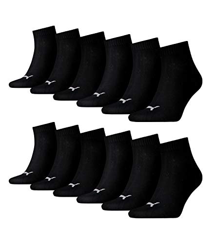 PUMA unisex Quarter Sportsocken Kurzsocken Socken 271080001 12 Paar, Farbe:Schwarz, Menge:12 Paar (4x 3er Pack), Größe:35-38, Artikel:-200 black von PUMA