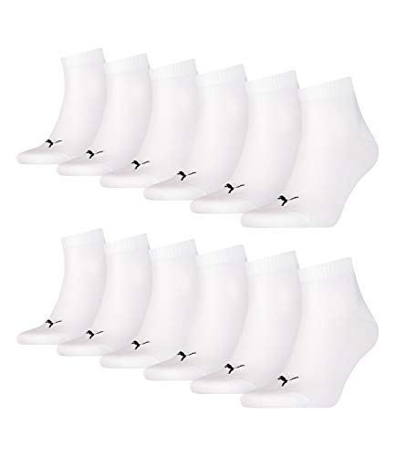 PUMA unisex Quarter Sportsocken Kurzsocken Socken 271080001 12 Paar, Farbe:Weiß, Menge:12 Paar (4x 3er Pack), Größe:35-38, Artikel:-300 white von PUMA