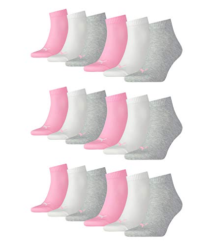 PUMA 18 Paar Unisex Quarter Socken Sneaker Gr. 35-49 für Damen Herren Füßlinge, Farbe:395 - prism pink, Socken & Strümpfe:39-42 von PUMA