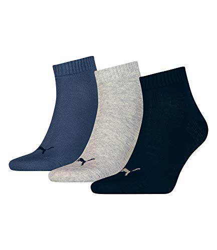 PUMA unisex Quarter Sportsocken Kurzsocken Socken 271080001 3 Paar, Farbe:Mehrfarbig, Menge:3 Paar (1x 3er Pack), Größe:39-42, Artikel:-532 navy/grey/nightshadow blue von PUMA