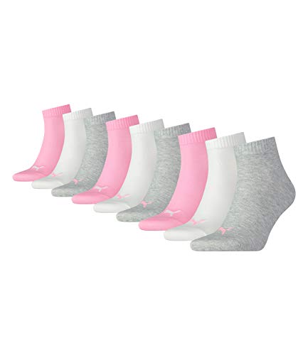 PUMA 9 Paar Unisex Quarter Socken Sneaker Gr. 35-49 für Damen Herren Füßlinge, Farbe:395 - prism pink, Socken & Strümpfe:39-42 von PUMA