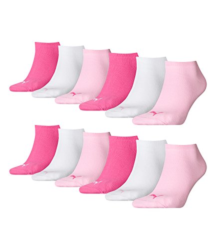 PUMA unisex Sneaker Socken Kurzsocken Sportsocken 261080001 12 Paar, Farbe:Mehrfarbig, Menge:12 Paar (4x 3er Pack), Größe:35-38, Artikel:-422 pink lady von PUMA