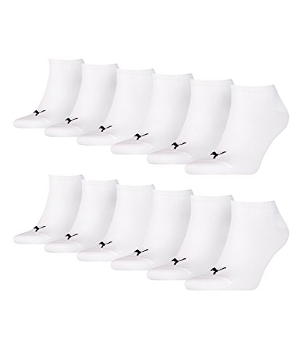 PUMA unisex Sneaker Socken Kurzsocken Sportsocken 261080001 12 Paar, Farbe:Weiß, Menge:12 Paar (4x 3er Pack), Größe:43-46, Artikel:-300 white von PUMA