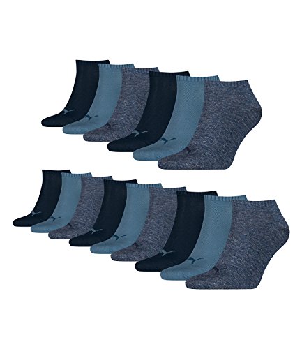 PUMA unisex Sneaker Socken Kurzsocken Sportsocken 261080001 15 Paar, Farbe:Blau, Menge:15 Paar (5x 3er Pack), Größe:39-42, Artikel:-460 denim blue von PUMA