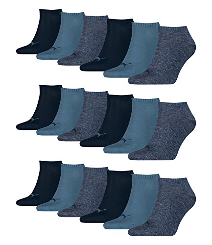 PUMA unisex Sneaker Socken Kurzsocken Sportsocken 261080001 18 Paar, Farbe:Blau, Menge:18 Paar (6x 3er Pack), Größe:39-42, Artikel:-460 denim blue von PUMA