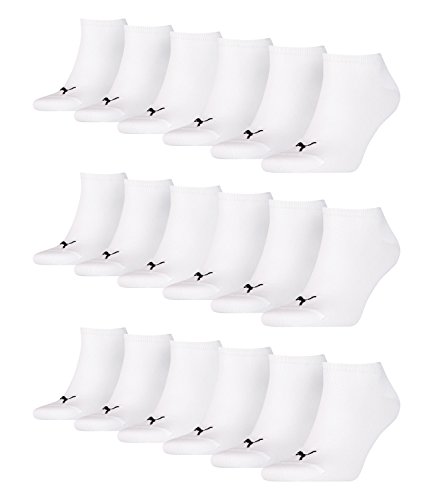 PUMA unisex Sneaker Socken Kurzsocken Sportsocken 261080001 18 Paar, Farbe:Weiß, Menge:18 Paar (6x 3er Pack), Größe:43-46, Artikel:-300 white von PUMA
