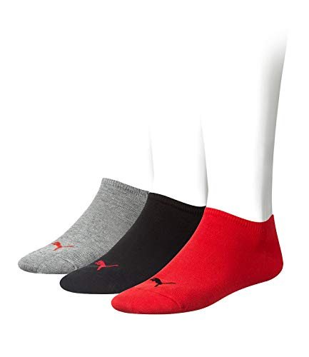 PUMA unisex Sneaker Socken Kurzsocken Sportsocken 261080001 3 Paar, Farbe:Mehrfarbig, Menge:3 Paar (1 x 3er Pack), Größe:35-38, Artikel:-232 black/red von PUMA