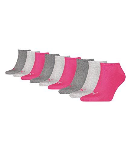 PUMA unisex Sneaker Socken Kurzsocken Sportsocken 261080001 9 Paar, Farbe:Mehrfarbig, Menge:9 Paar (3x 3er Pack), Größe:35-38, Artikel:-656 middle grey melange/pink von PUMA