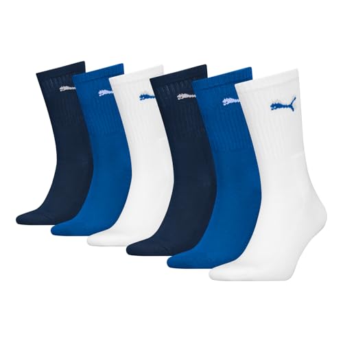 PUMA unisex Sportsocken Tennissocken Freizeitsocken Sport Crew 6 Paar, Farbe:Mehrfarbig, Menge:6 Paar (2x 3er Pack), Größe:35-38, Artikel:-047 blue combo von PUMA