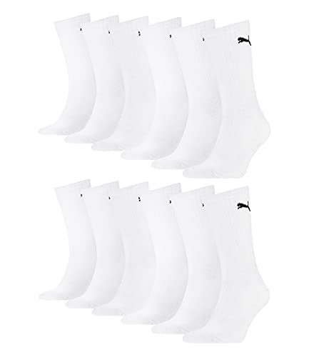PUMA unisex Sportsocken Tennissocken Freizeitsocken Sport Crew 7312 12 Paar, Farbe:Weiß, Menge:12 Paar (4x 3er Pack), Größe:43-46, Artikel:-300 white von PUMA