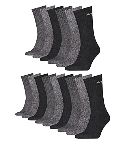 PUMA unisex Sportsocken Tennissocken Freizeitsocken Sport Crew 7312 15 Paar, Farbe:Grau, Menge:15 Paar (5x 3er Pack), Größe:43-46, Artikel:-207 anthracite / grey von PUMA