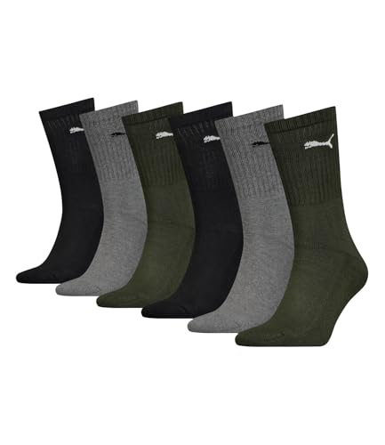 PUMA unisex Sportsocken Tennissocken Freizeitsocken Sport Crew 7312 6 Paar, Farbe:Mehrfarbig, Menge:6 Paar (2x 3er Pack), Größe:39-42, Artikel:-042 green combo von PUMA