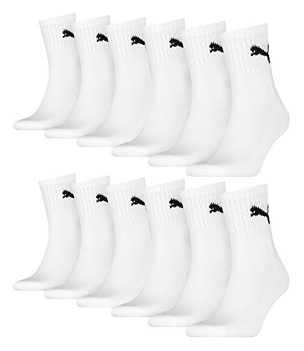 PUMA unisex Sportsocken Tennissocken Kurzschaft Short Crew 231011001 12 Paar, Farbe:Weiß, Menge:12 Paar (4x 3er Pack), Größe:39-42, Artikel:-300 white von PUMA