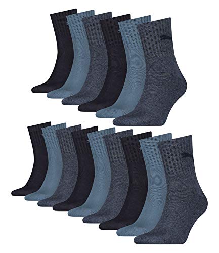 PUMA unisex Sportsocken Tennissocken Kurzschaft Short Crew 231011001 15 Paar, Farbe:Blau, Menge:15 Paar (5x 3er Pack), Größe:35-38, Artikel:-460 denim blue von PUMA