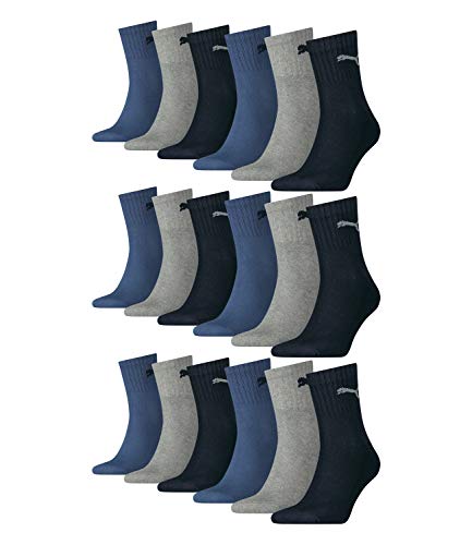 PUMA unisex Sportsocken Tennissocken Kurzschaft Short Crew 231011001 18 Paar, Farbe:Mehrfarbig, Menge:18 Paar (6x 3er Pack), Größe:39-42, Artikel:-532 navy/grey/nightshadow blue von PUMA