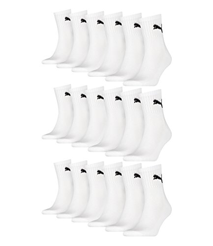 PUMA unisex Sportsocken Tennissocken Kurzschaft Short Crew 231011001 18 Paar, Farbe:Weiß, Menge:18 Paar (6x 3er Pack), Größe:43-46, Artikel:-300 white von PUMA