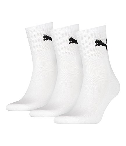 PUMA unisex Sportsocken Tennissocken Kurzschaft Short Crew 231011001 3 Paar, Farbe:Weiß, Menge:3 Paar (1x 3er Pack), Größe:43-46, Artikel:-300 white von PUMA