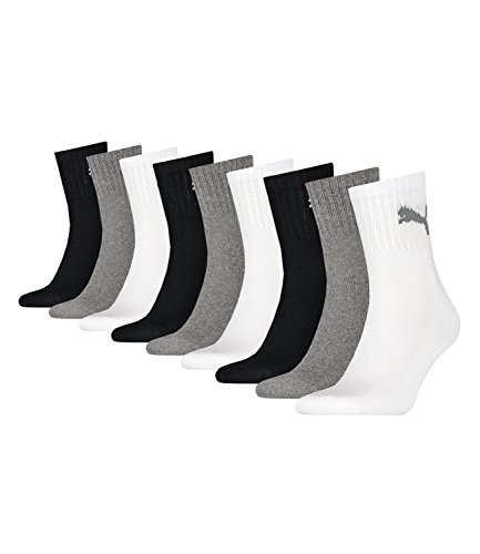 PUMA 9 Paar Socken Short Crew Sportsocken Tennis Socken Gr. 35-49 Unisex, Farbe:882 - grey/white/black, Socken & Strümpfe:35-38 von PUMA