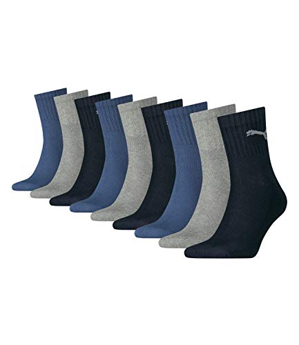 PUMA unisex Sportsocken Tennissocken Kurzschaft Short Crew 231011001 9 Paar, Farbe:Mehrfarbig, Menge:9 Paar (3x 3er Pack), Größe:39-42, Artikel:-532 navy/grey/nightshadow blue von PUMA